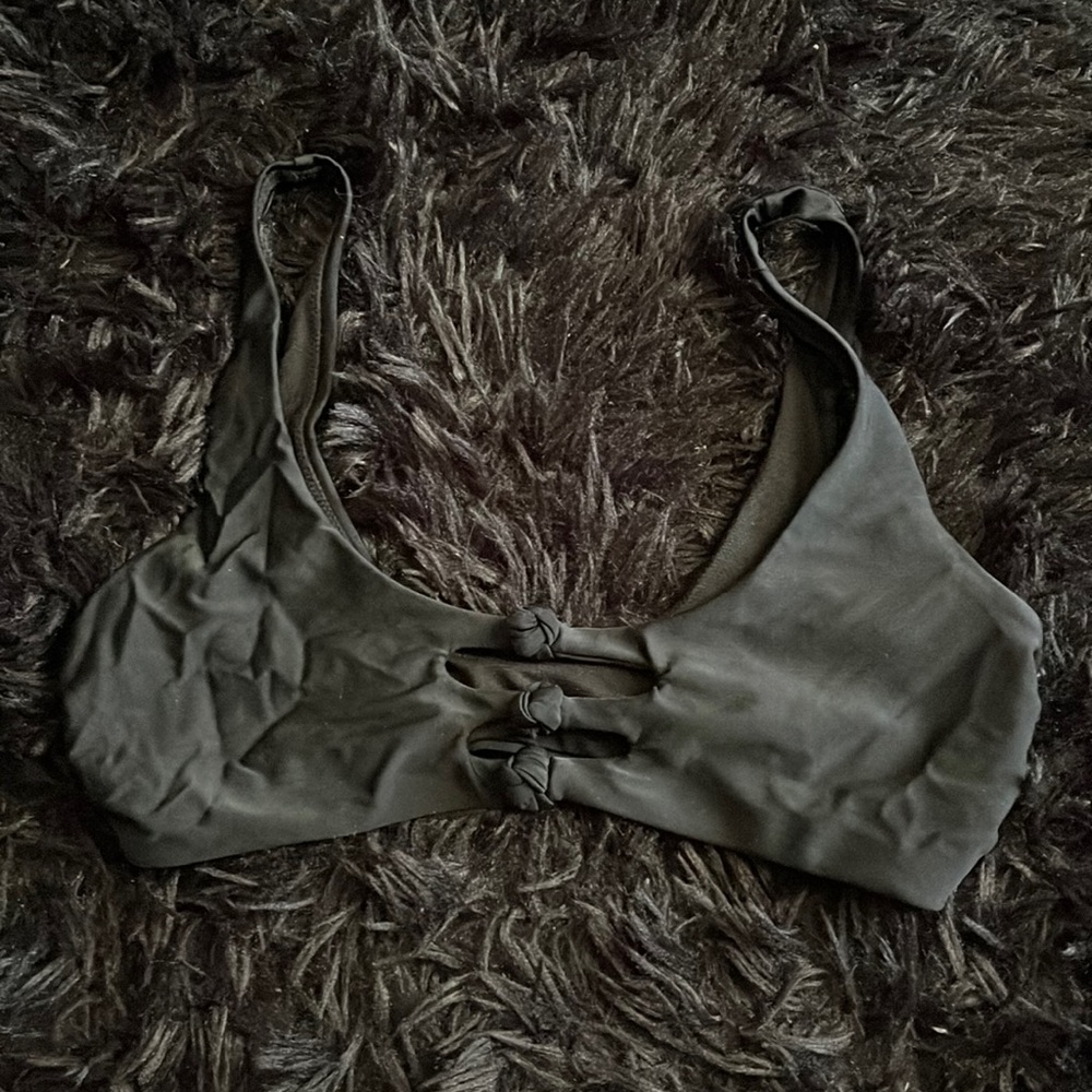NWOT Knotted Bralette Bikini Top Peek A Boo Black